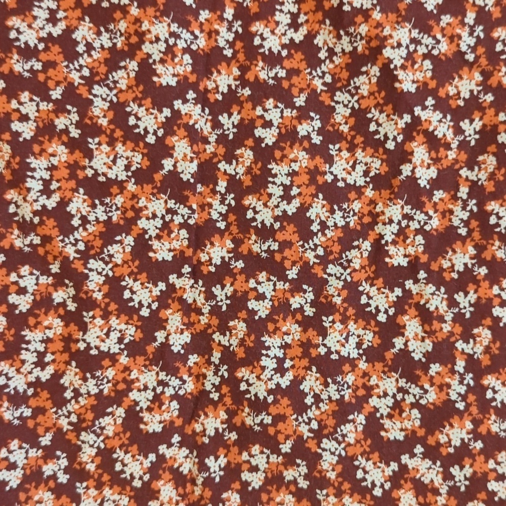 Lands' End Floral Boho Blouse Red Orange Crochet Trim Retro 70s Women's Size LP - Picture 2 of 5